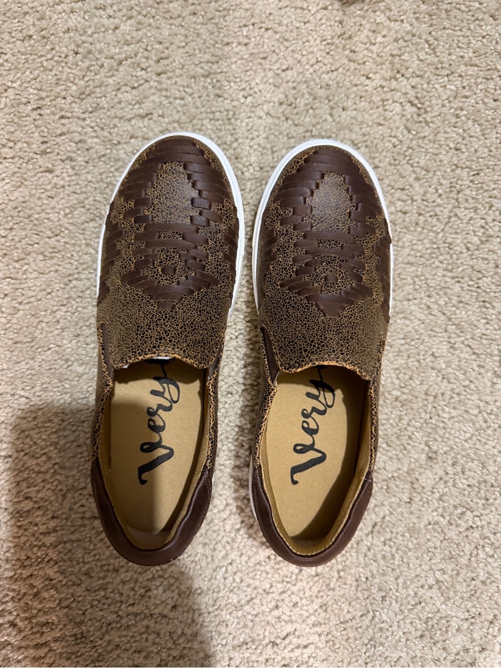 Very G Women's Brown Woven Slip-On Sneakers